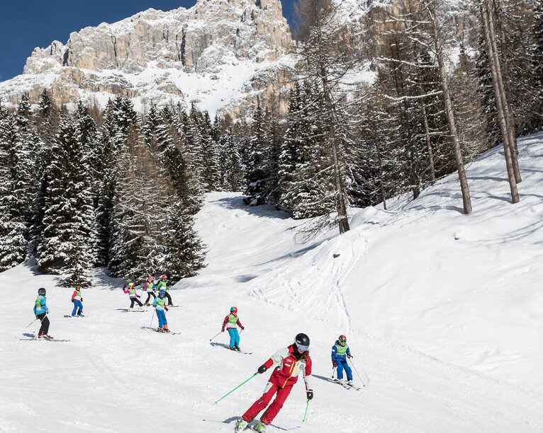 Ski Schools In The Carezza Ski Area In The Dolomites